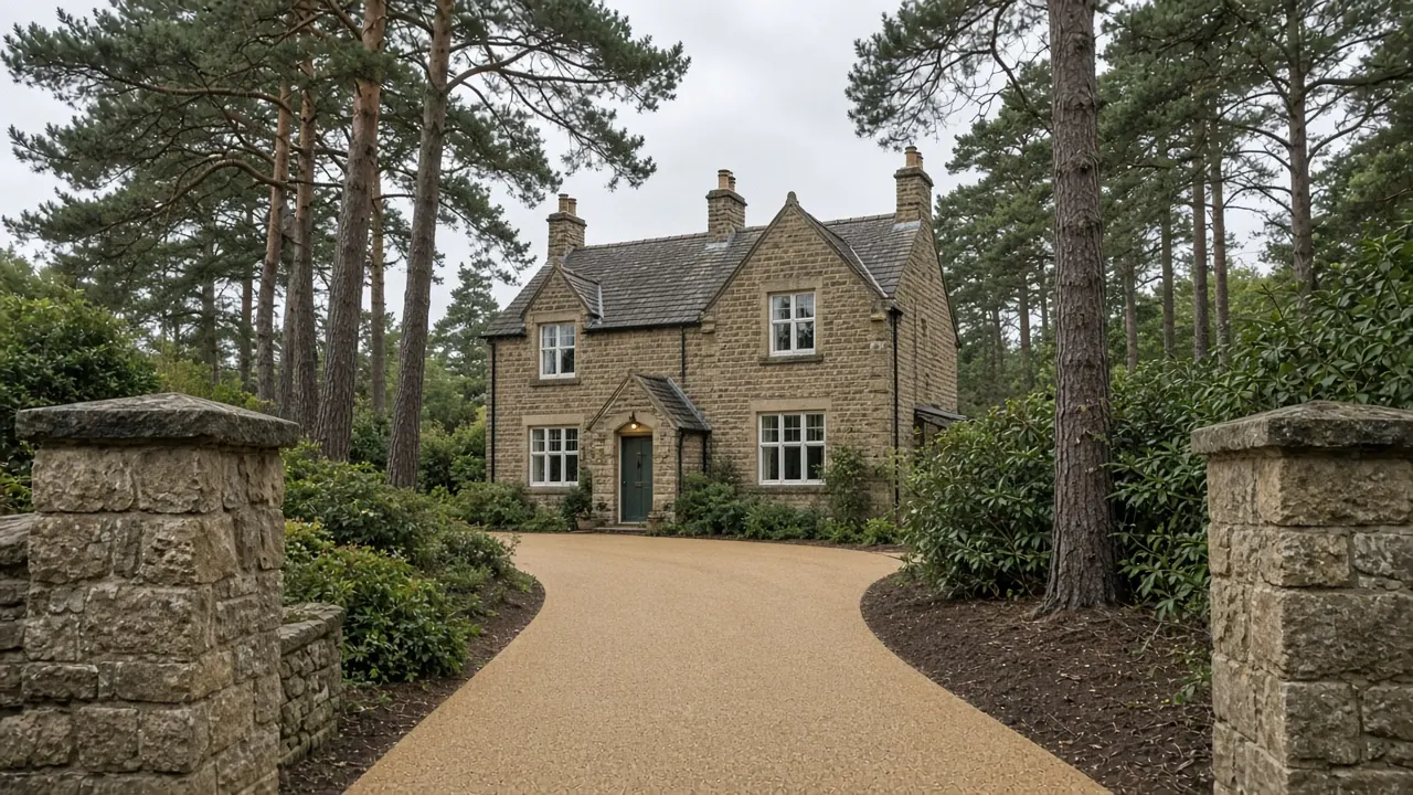 Example image: stone house near Harlow Hill, Harrogate, with a resin-bound drive