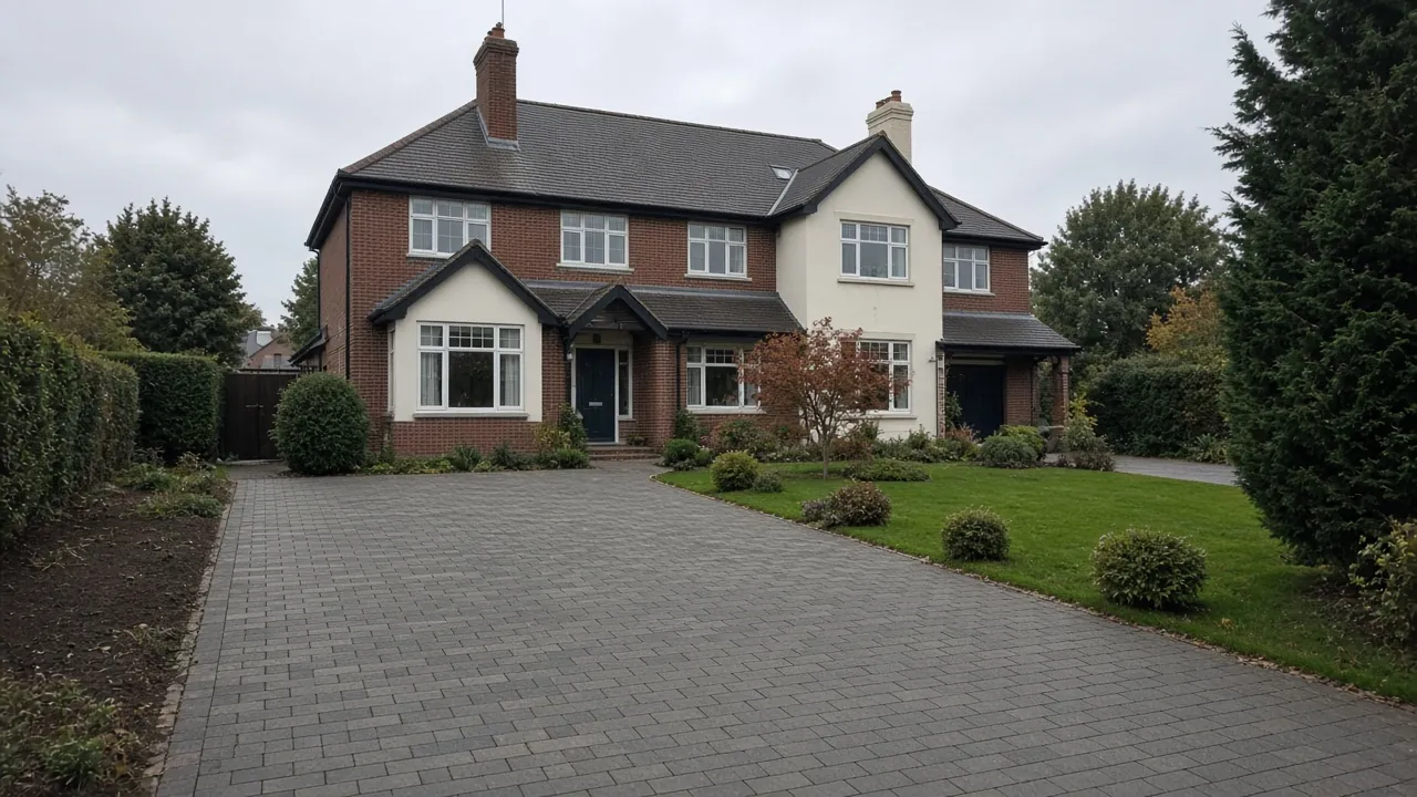 Example image: detached house in Oatlands, Harrogate, with a large block-paved drive